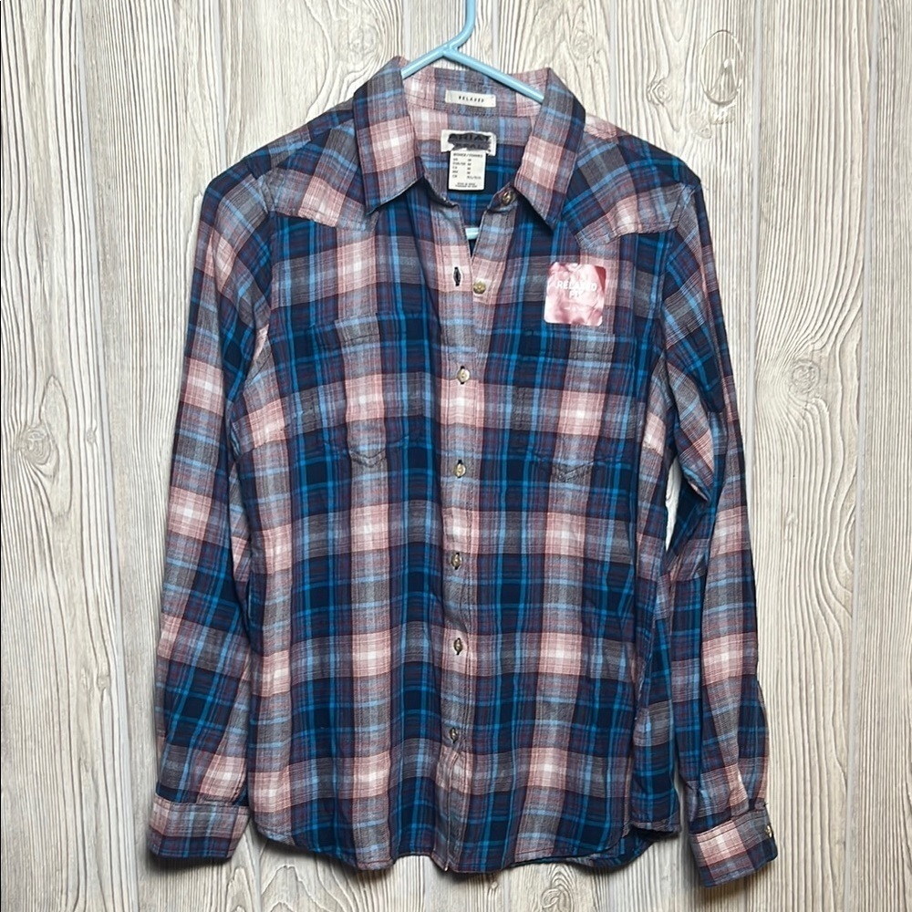 Ariat Real Womens M Long Sleeve Billie Jean Button Up Shirt Woodland Plaid